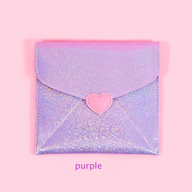 purple Корейские милые гигиенические прокладки для женщин и девушек, органайзер для кредитных карт, кошелек, держатель для салфеток, ювелирные изделия, сумки для хранения денег, косметический Чехол - Цвет: purple