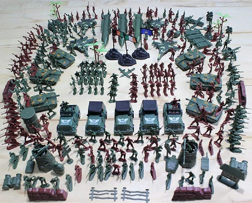 Bucket 307 pieces / component plastic civil war men's toy soldiers combined action Figurine storage room template handbag | Игрушки и