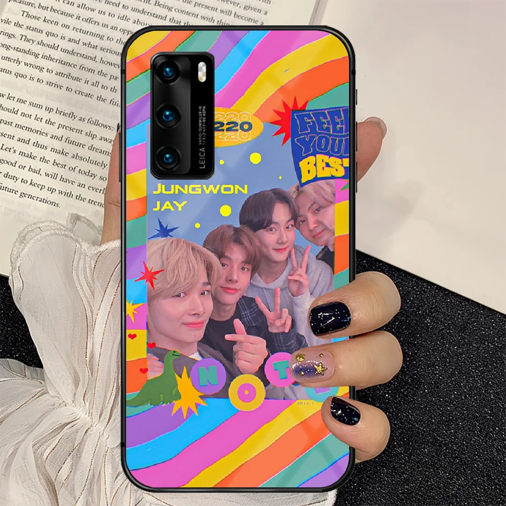 

ENHYPEN kpop Phone Tempered Glass Case Cover For Huawei P Nova Mate 5T 20 30 40 E Pro Lite Smart 2019 2021 Fashion Luxury
