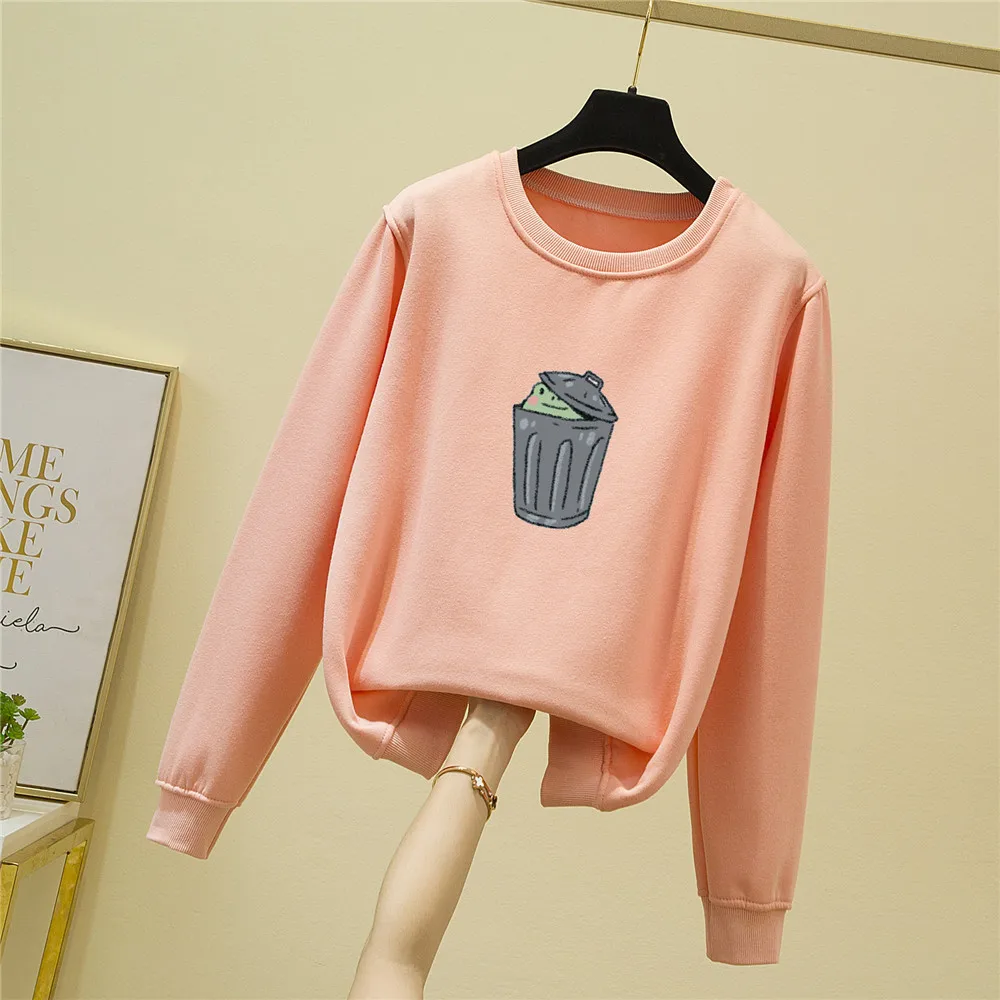 Crewneck Cotton Sweatshirt Harajuku Frog Oversized Fashion Hoodie Women Kawaii Sweetshirt for Girls Winter Long Sleeve Tracksuit