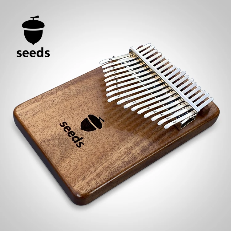 Seeds 17 key kalimba finger thumb piano Keyboard beginners Long Sustain music notes Flat Board Wooden Carved Musical instrument