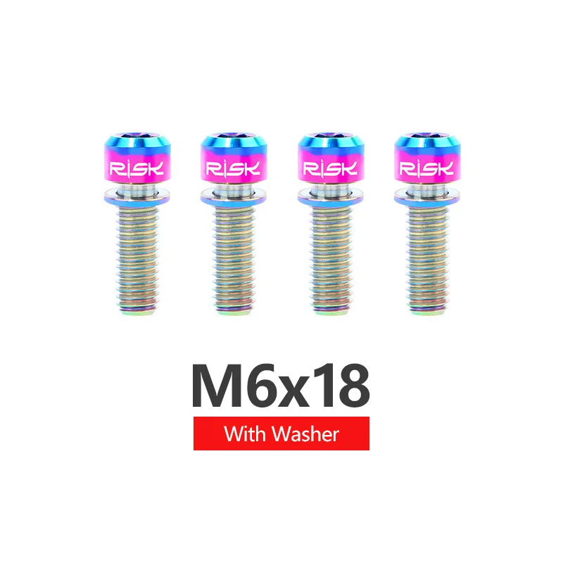 18mm Rainbow Риск 4 шт. M6x18mm M6x20mm титановый сплав дисковый тормоз горного велосипеда крепежные болты шурупы с шайбой для MTB велосипеда - Цвет: 18mm Rainbow