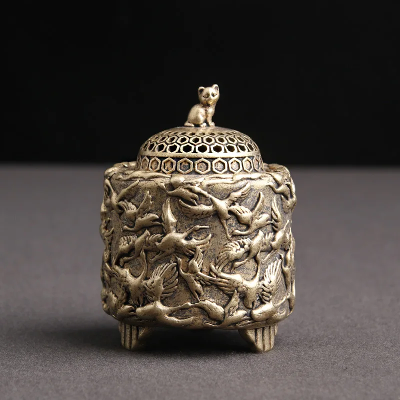 

Латунный рельефный журавль, курильница, украшения для дома, креативный настольный декор, миниатюрные искусственные благовония, курильница, скульптура