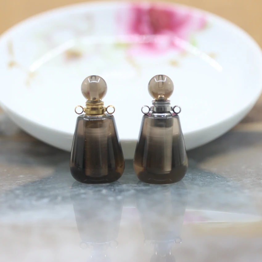 Подвески в виде флакона духов форме капли из натурального дымчатого кварца