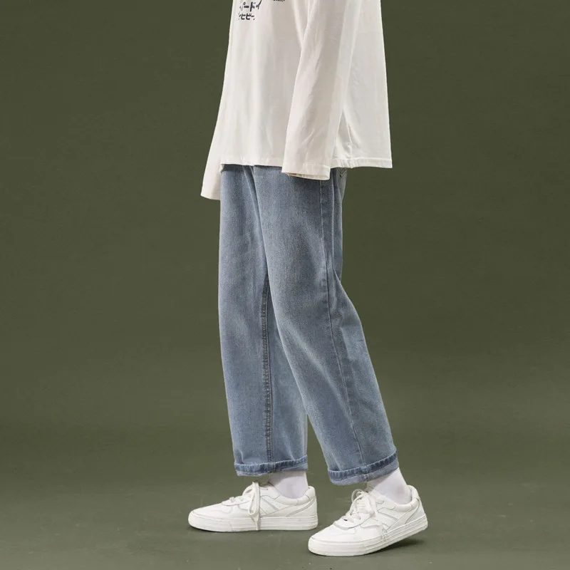 Wide Leg Jeans Men's Fashion Casual Retro Straight Jeans Men Streetwear Wild Loose Hip-hop Korean Denim Trousers Mens S-2XL