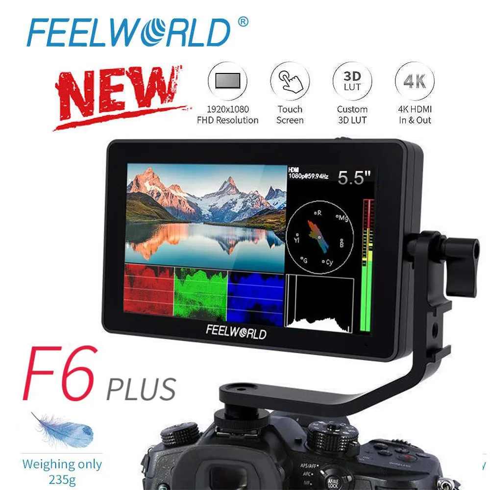 

Монитор Feelworld F6 PLUS 5,5 дюйма 4K для камеры DSLR 3D LUT сенсорный экран IPS монитор FHD 1920x1080 видео 4K HDMI