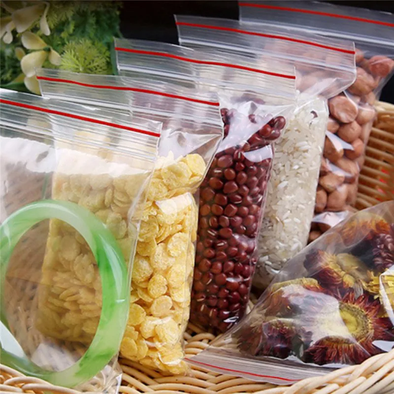 100PCs Plastic Bags Ziplock Food Packaging Jewelry Small Zip Lock Bags Clear Fresh-keeping Dustproof Reclosable Candy StorageBag