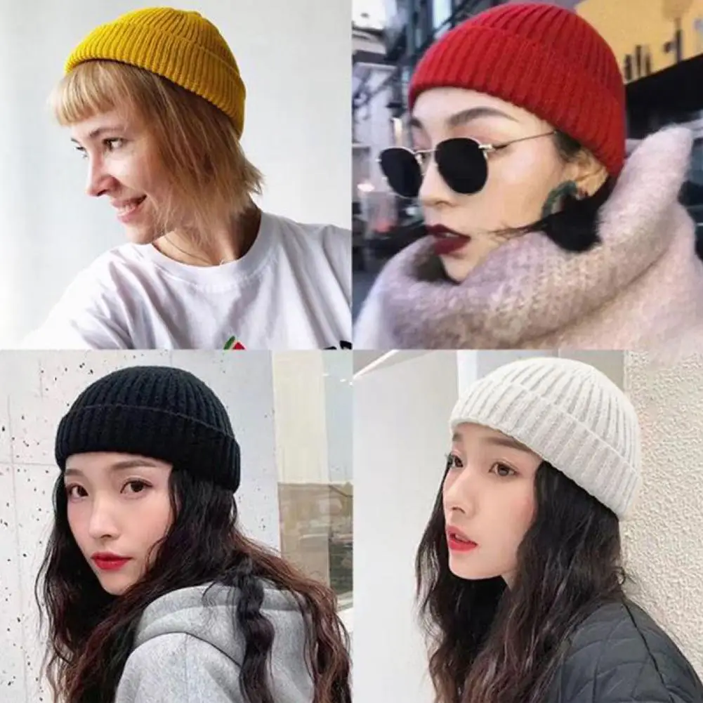 Новинка 2020 зимняя шапка для мужчин и женщин вязаная облегающая с манжетами