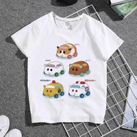 anime pui pui print white kid t shirt children japan cartoon animal car manga tops summer little baby clothesdrop ship