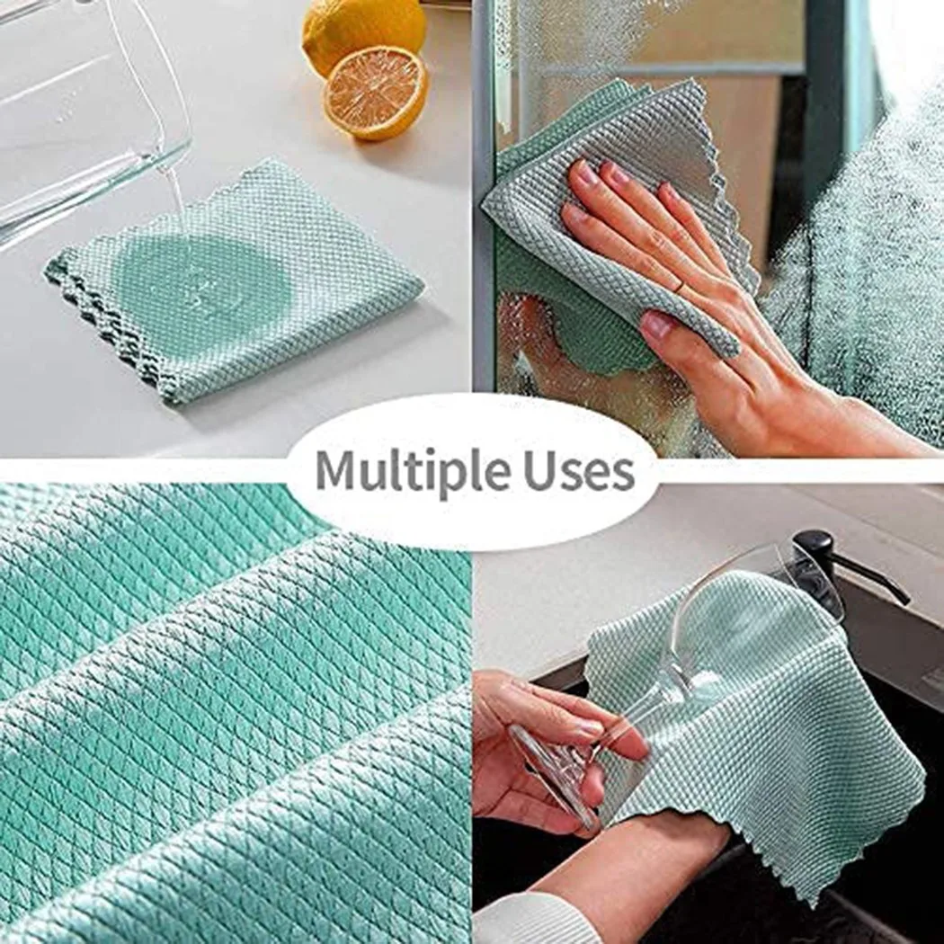 

5PCS Special Fish Scale Microfiber Polishing Kitchen Cleaning Cleaning Cloth For Home Party Kitchen Cleaning Wipes