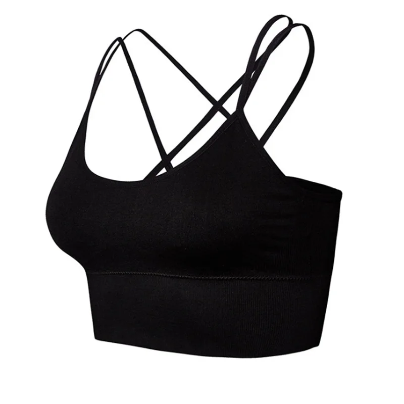 

Ins Style Seamless Large Size Cross Beautiful Back Underwired Sports Bra Sexy Thin Straps Running Shockproof Underwear