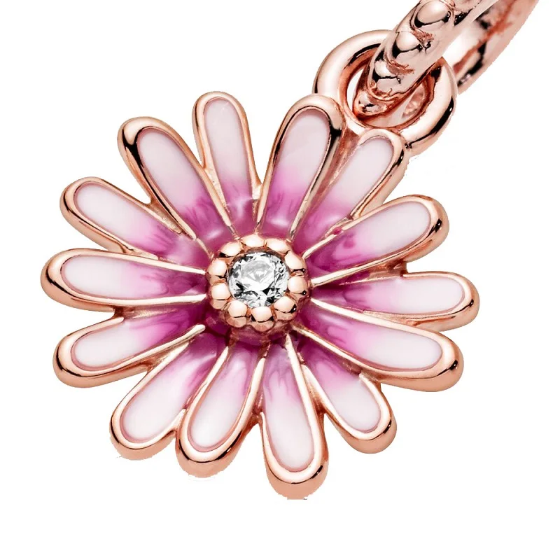 

925 Sterling Silver Sparkling Sparkling Daisy Flower Charm Bead Fit Original Pandora Bracelet Bangle Women Jewelry Gift