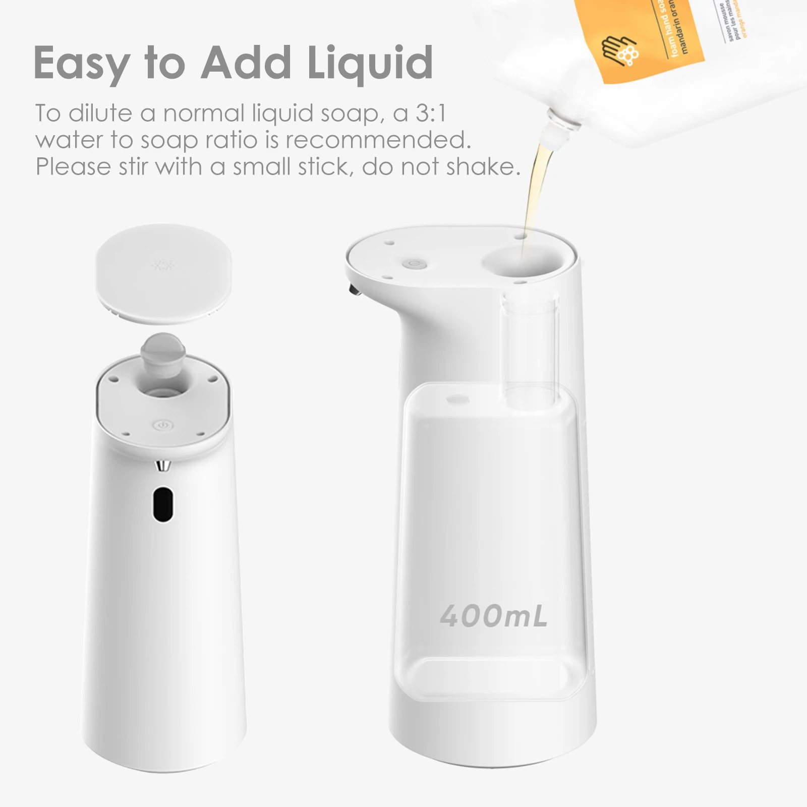 

400mL Automatic Foam Soap Dispenser Touchless Foaming Soap Dispenser Waterproof Desktop Sanitary Infrared Soap Dispenser