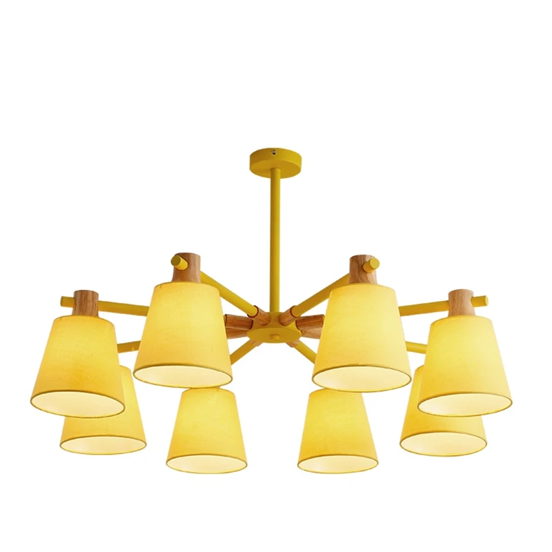 

Nordic E27 Chandelier Lighting Modern Wooden Chandelier for Home Dining Room Living Room Hanging Lamp Iron Art Light Fixtures