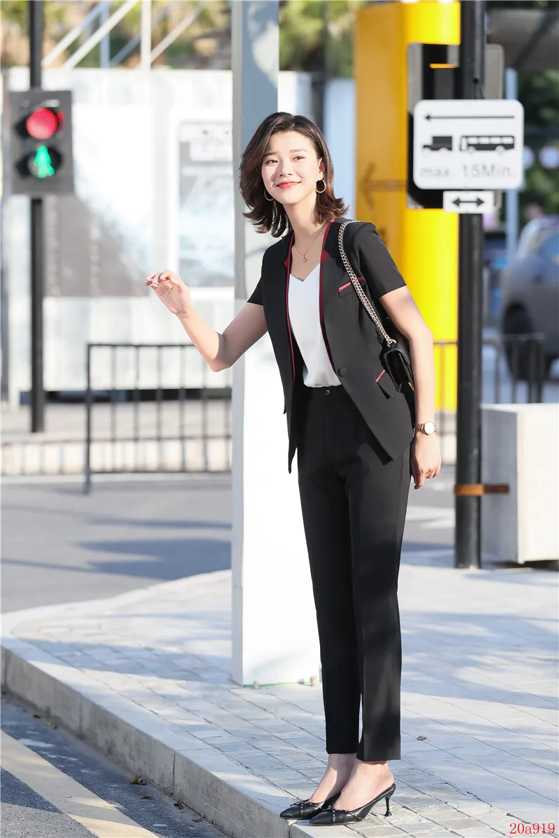 Элегантный деловой женский костюм брюки женские деловые костюмы черный пиджак и