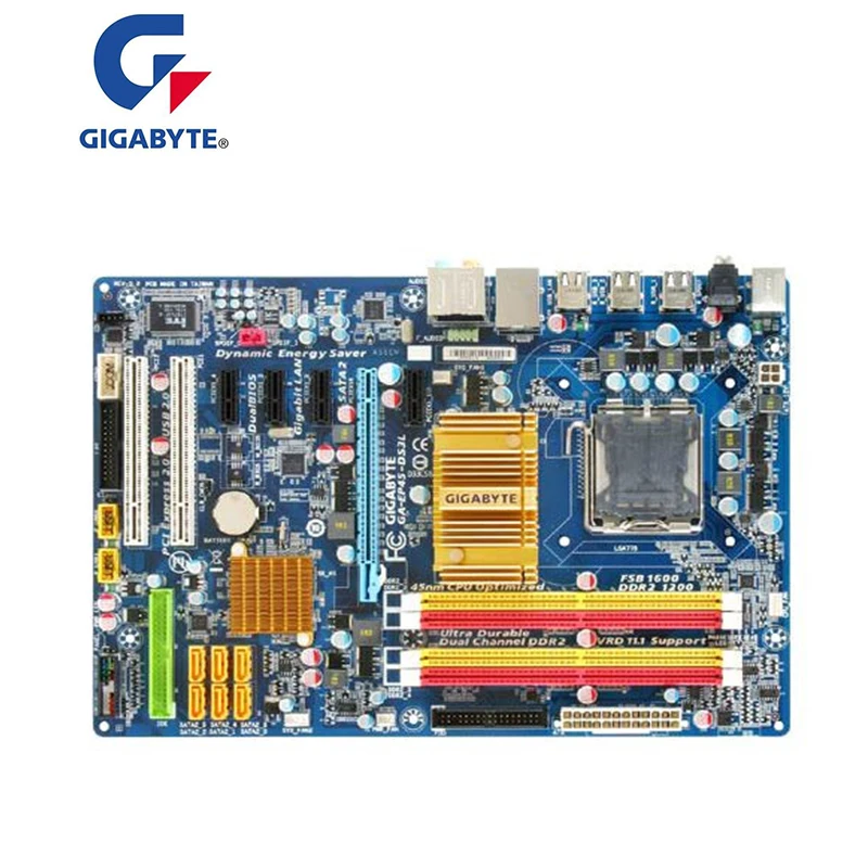 Материнская плата для Gigabyte оригинальная б/у настольного ПК разъем P45 LGA 775 DDR2 ATX