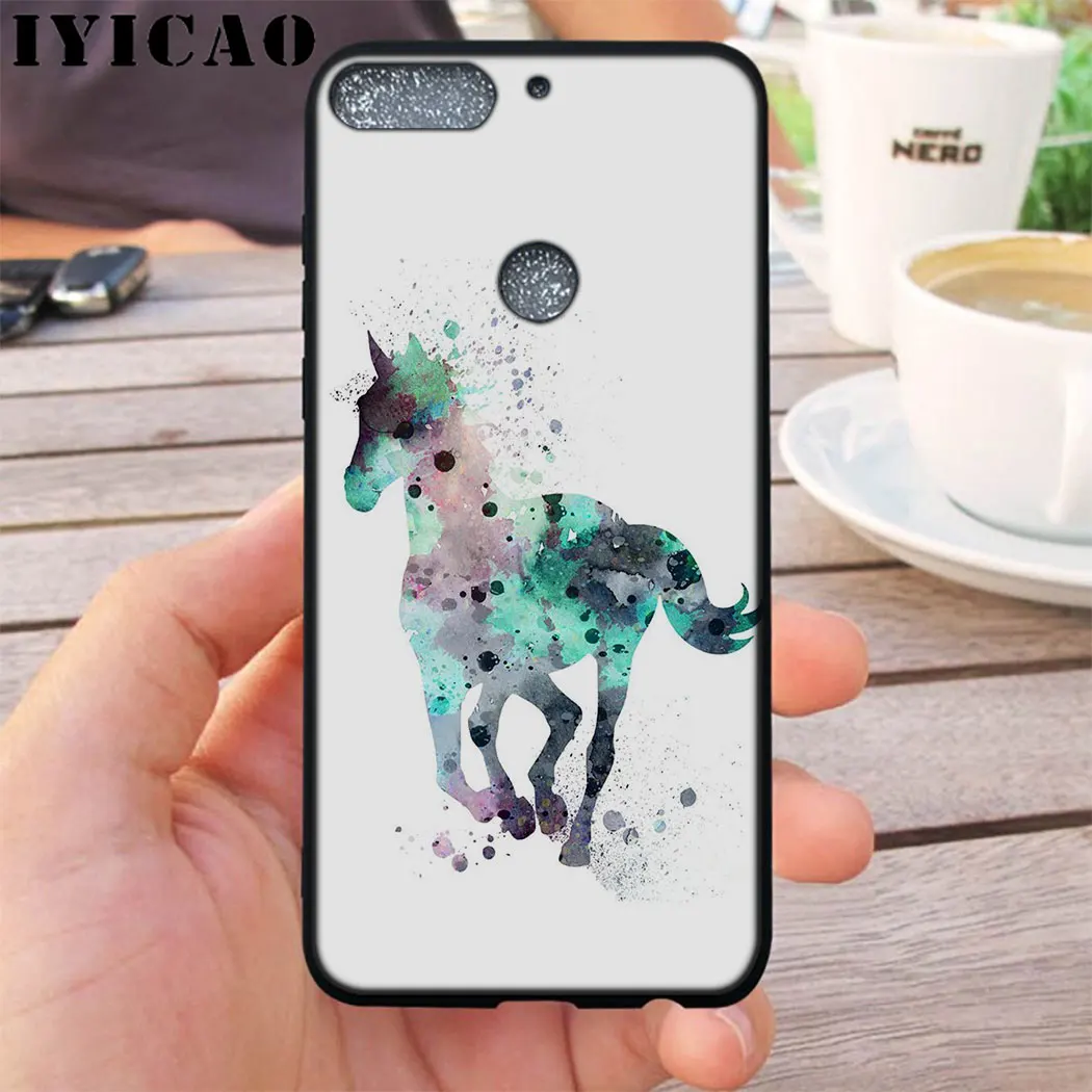 IYICAO акварель лошадью мягкий чехол для мобильного телефона Huawei Honor 6a 7A 20 9X Pro 7C 7X 8X 8C