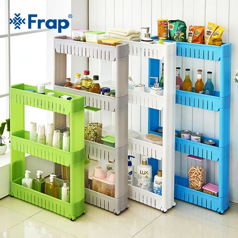 Frap-estante de almacenamiento con ruedas extraíbles para el baño, repisa lateral para el frigorífico, multiusos