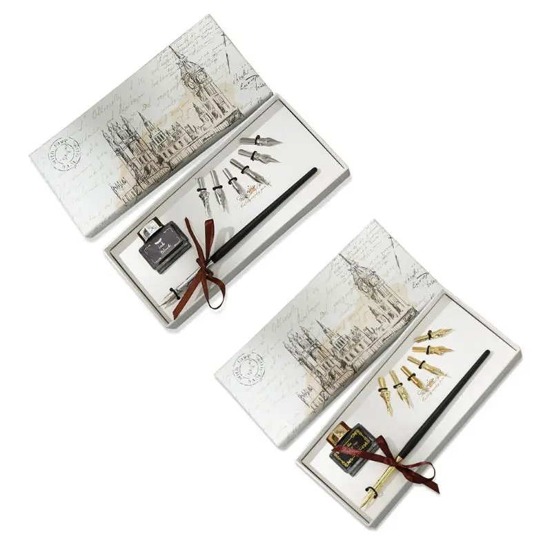 

Vintage English Calligraphy Dip Pen Fountain with Ink Nibs Set Office Stationery 1XCE