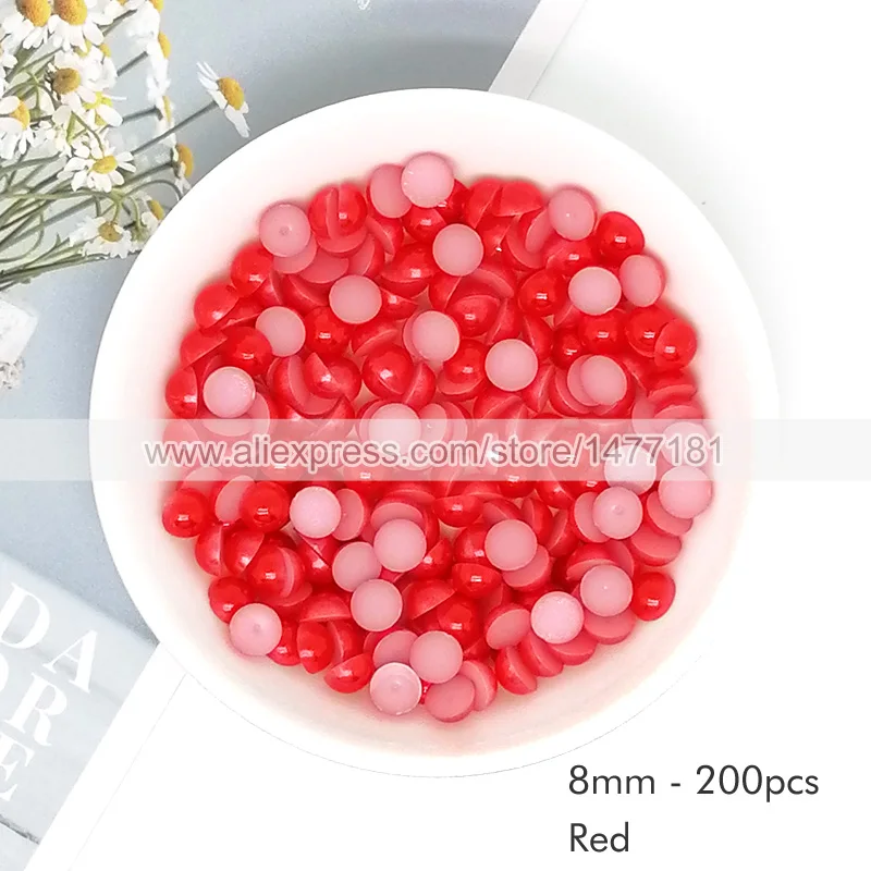 200 шт 8 мм красный жемчуг для изготовления карт полукруглые имитация