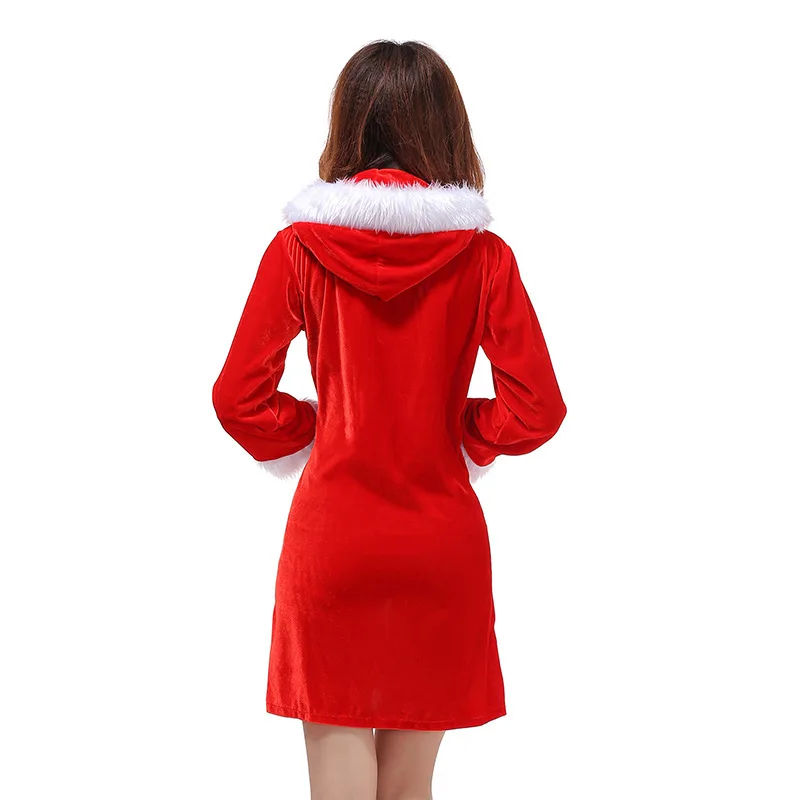 2019 Рождественский костюм сексуальная сумка бедра платье женский красный бархат