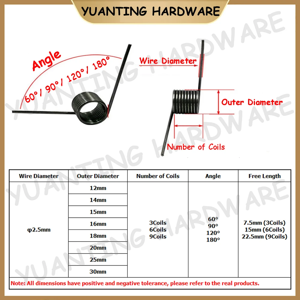 Пружинные стальные пружины с V-образной пружиной диаметр проволоки 2 5 мм 180/120/90/60