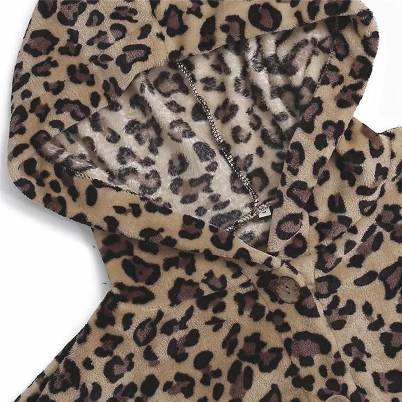 Женское пушистое пальто зимняя свободная толстовка с капюшоном леопардовая и