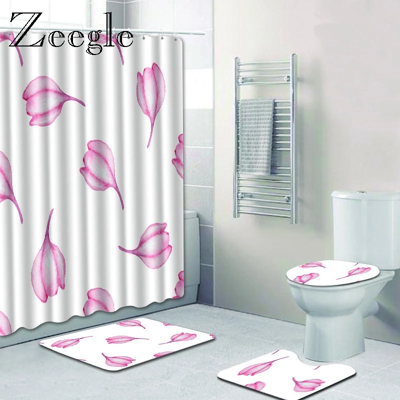 Набор ковриков для ванной комнаты Zeegle набор занавесок душа коврик ног из