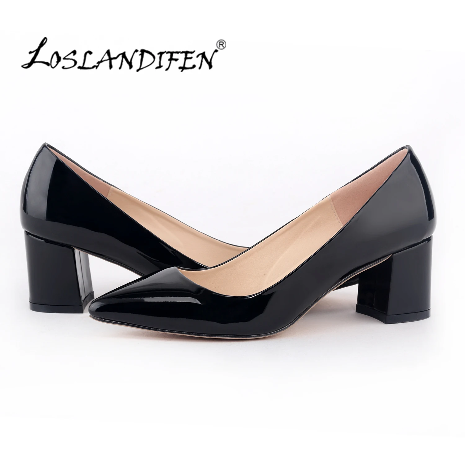 LOSLANDIFEN/Модные женские Новые туфли на высоком каблуке толстом квадратном Женские