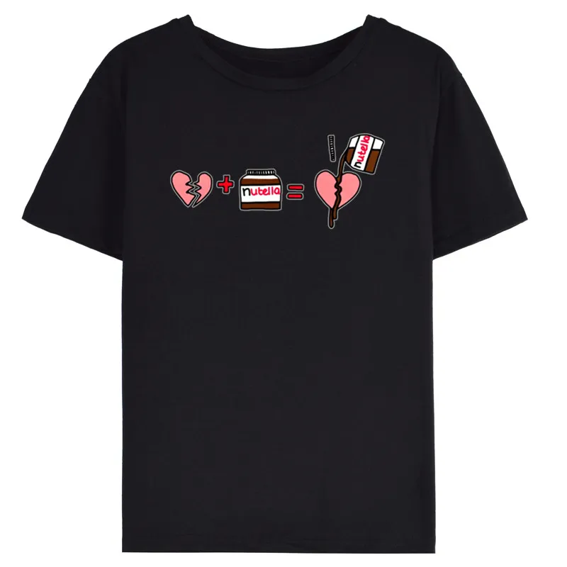 T138C-Black Nutella Kawaii футболка с принтом женская 90s Harajuku Ullzang модная футболка графическая Милая мультяшная футболка корейский стиль Топ Тройники женские - Цвет: T138C-Black