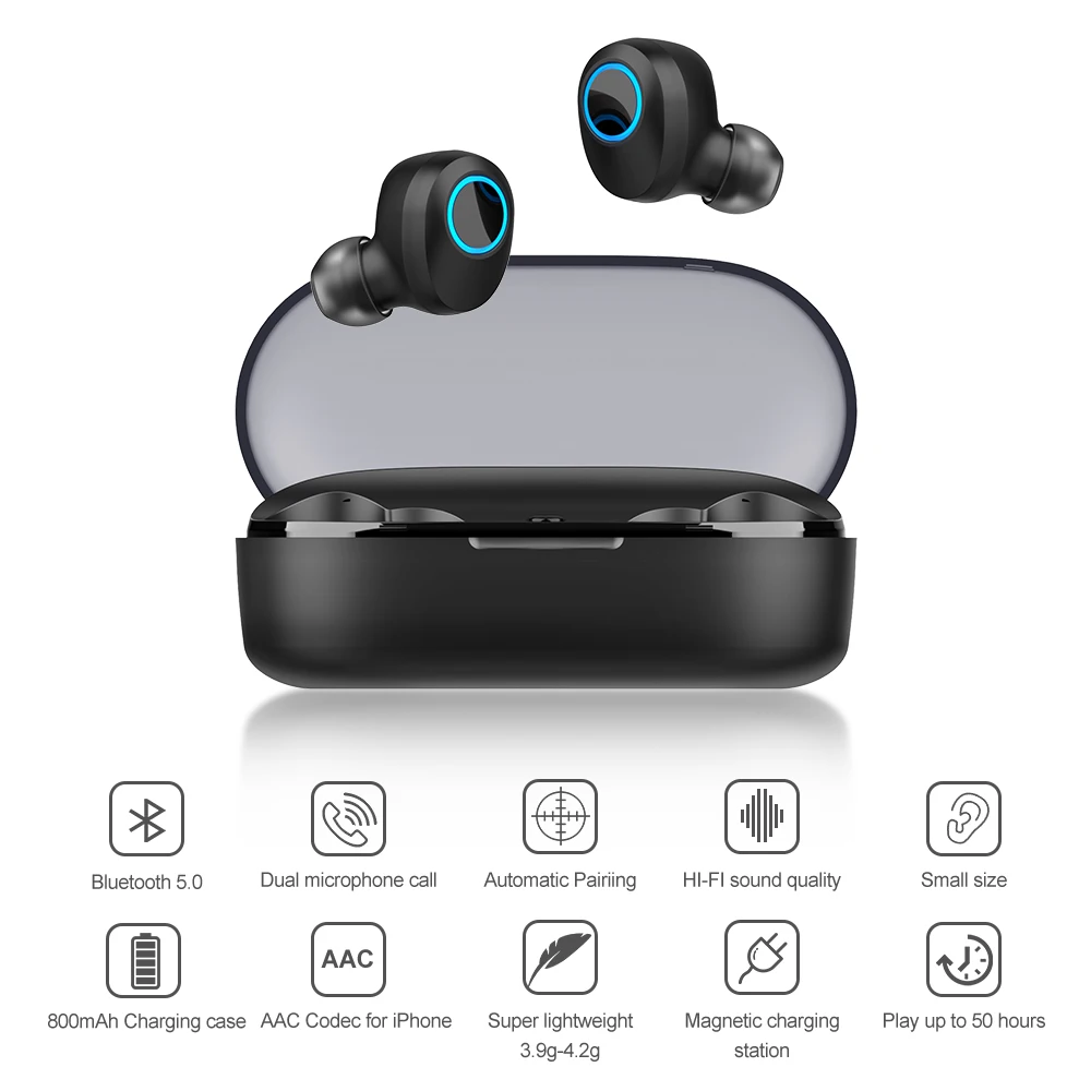 Модные TWS наушники со светодиодным дисплеем Bluetooth V5.0 шумоподавление IPX4 мини