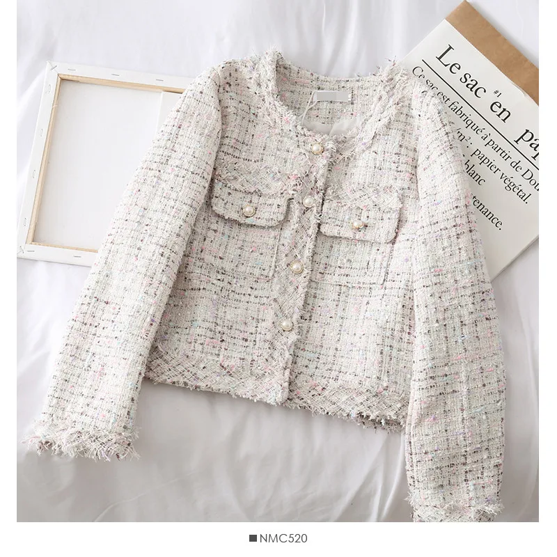 

Tassled Coats Casual Slim Outerwear O Neck Elegant Jackets 2021 Women Spring Autumn Fashion Short Jacket Female Long Sleeve