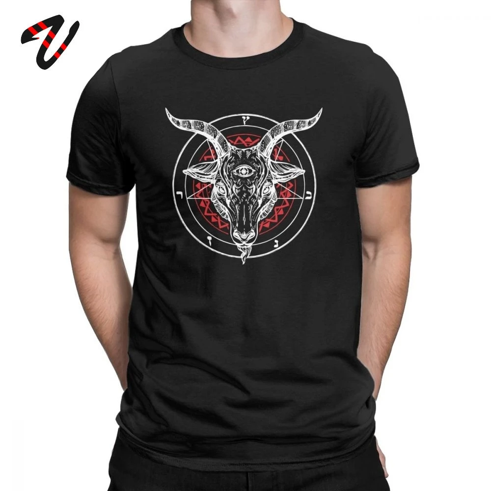 

Men T-Shirts Knights Templar Cotton Tee Shirt Short Sleeve Tshirt Satanic Goat Baphomet Lucifer Satan T Shirt Print Camiseta