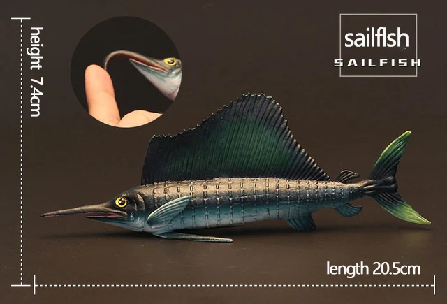 Оригинальные наборы животных океанов sealife, синий кит, Акула, челюсти, тигр, Кит-убийца, leatback, Детская обучающая игрушка, детский подарок - Цвет: sailfish