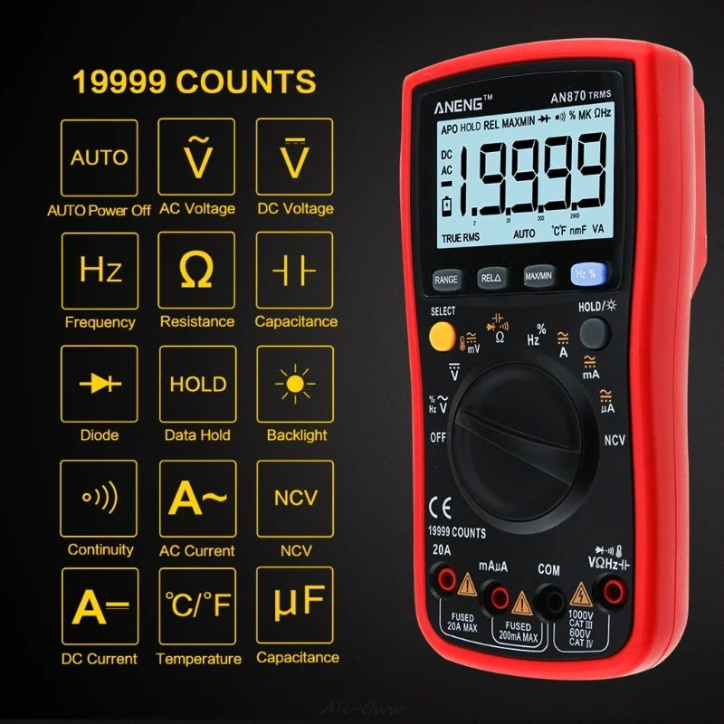 Цифровой мультиметр AN870 19999 отсчетов True RMS амперметр напряжения измеритель