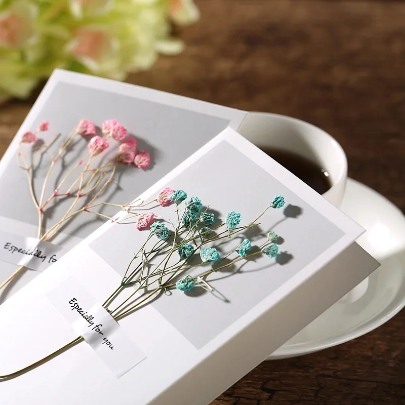 

2020 Time-limited Postcard Day Gift Handmade Dried Flower Greeting Card Custom Employee Birthday Nurse's Thanksgiving Blessing