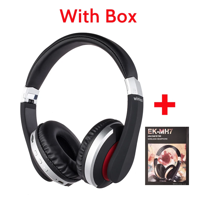 Black with Box Bluetooth наушники 5,0 Беспроводные наушники с Bluetooth наушники Проводная гарнитура с микрофоном для мобильного телефона для бега - Цвет: Black with Box