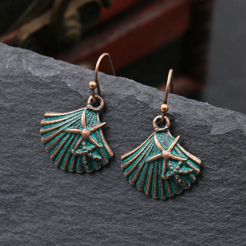 Модные серьги 2019 винтажные зеленые серьги-подвески в стиле бохо из ракушек