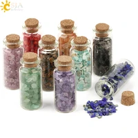 csja mini glass wishing bottles natural chip tumble stones healing crystal decoration lucky drifting bottle christmas gifts g218
