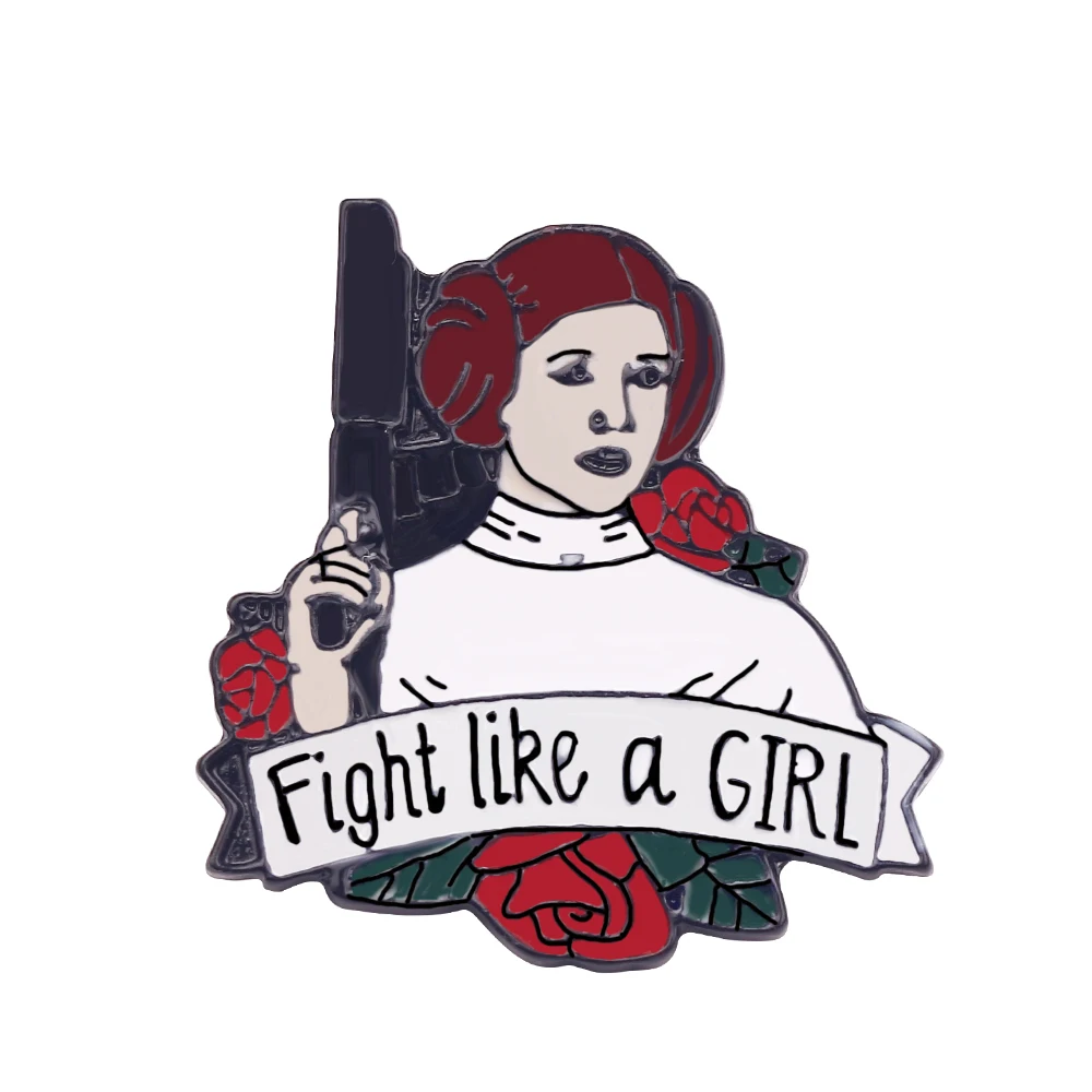Fight like a Girl Feminist эмалированные булавки Звездные войны принцесса Лея брошь вдохновляющие Значки для девушек сила для женщин подарок аксессуары в стиле поп
