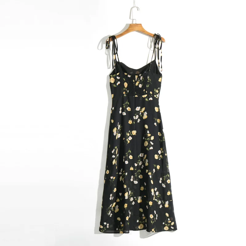 

Women casual summer dress flower print dress Slim sling Vestidos