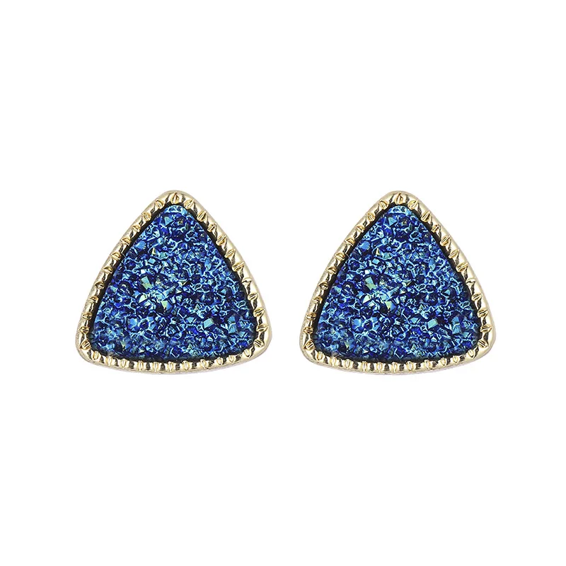 

Mini Resin Triangle Stud Earrings Lovely Cute Small Geometric Resin Druzy Candy Color Stud Earrings