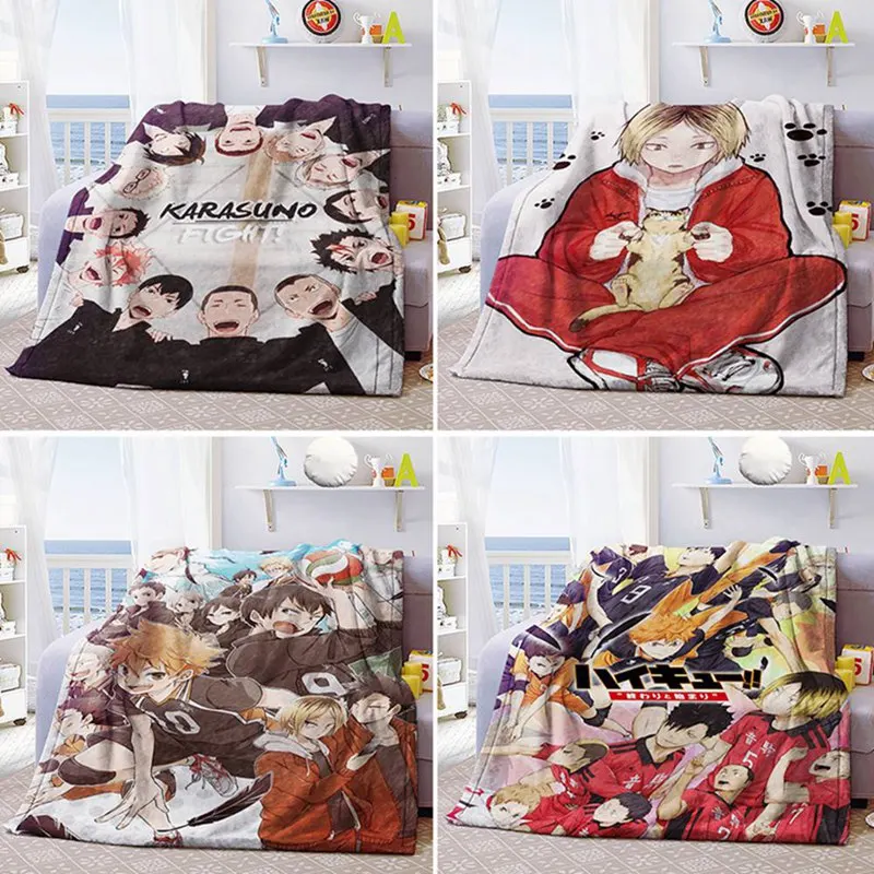 Аниме Haikyuu Одеяло Фланелевая пижама с принтом Спальня стеганное одеяло для