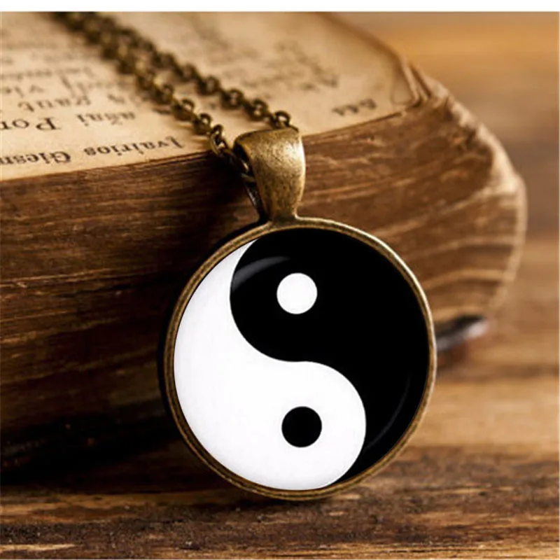Стеклянный кабошон подвеска ожерелье YinYang TaiChi Художественные изображения Модная