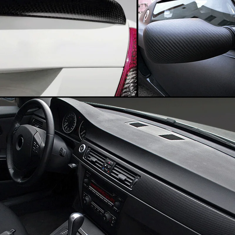 

3D Carbon Fiber Vinyl Foil Film Car Wrap Roll PVC Sticker Decal Black DIY Waterproof All Weather Adhesive Tape Black Car Sticker