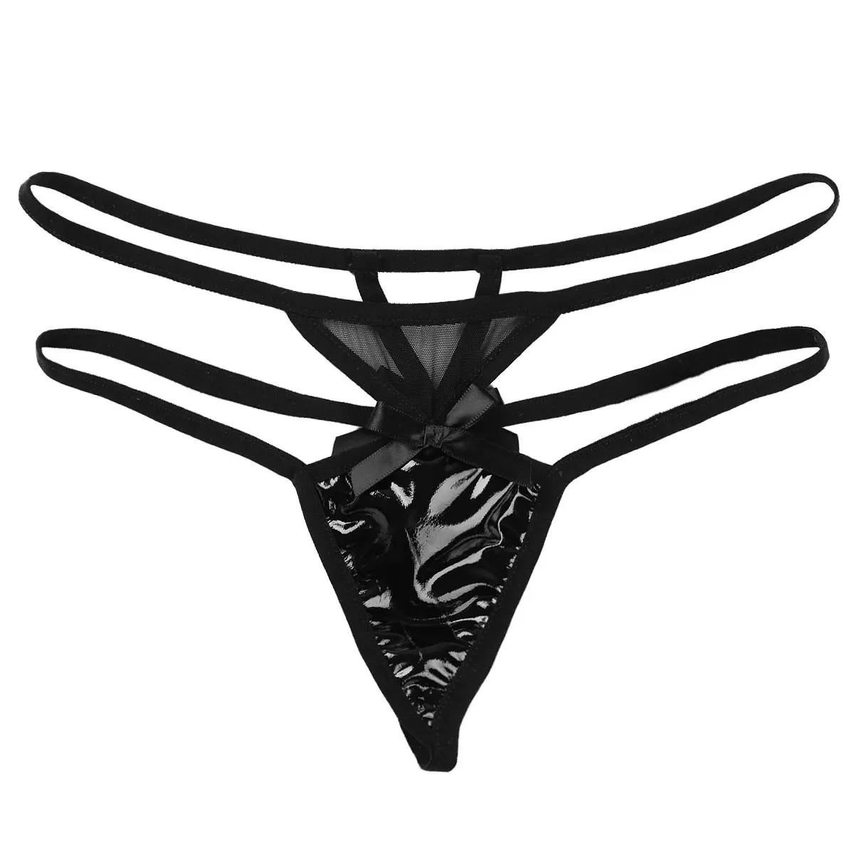 Лидер продаж женское нижнее белье G стринги и влажный вид из лакированной кожи