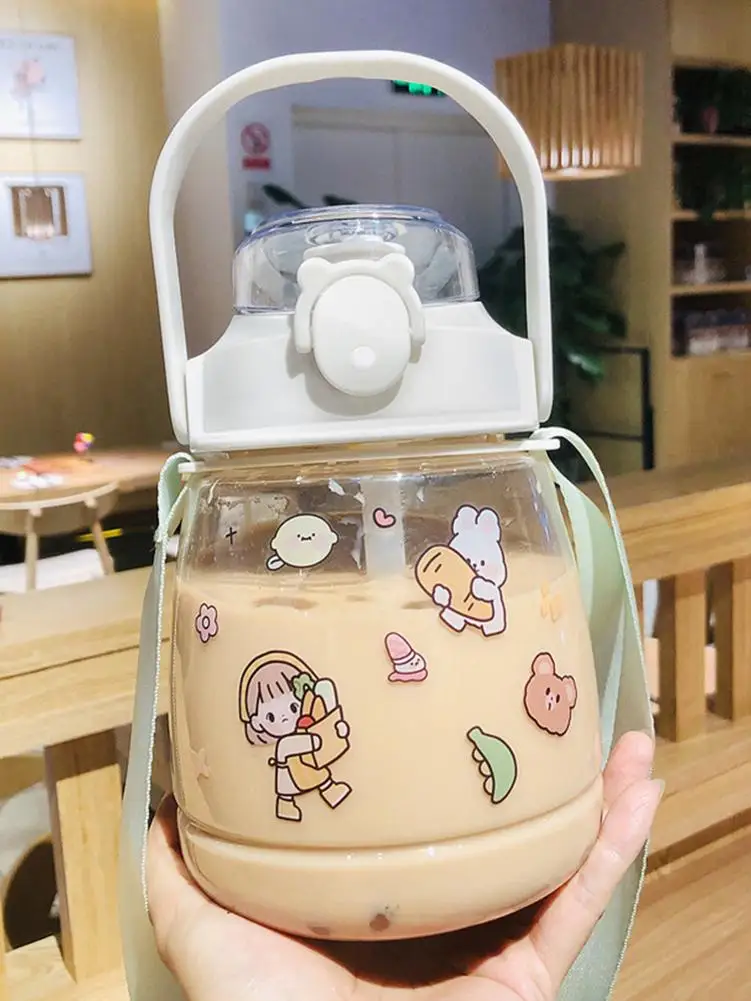 

Creative Cartoon Water Bottle Kids Water Sippy Cup With Straw Large Capacity Portable Cup Outdoor Leakproof Water Bottles