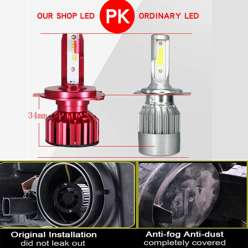 Автомобильные светодиодсветодиодный фары BAISHIDE ZES H4 H7 LED H1 H8 H11 HB3 9005 HB4 9006 H3 880