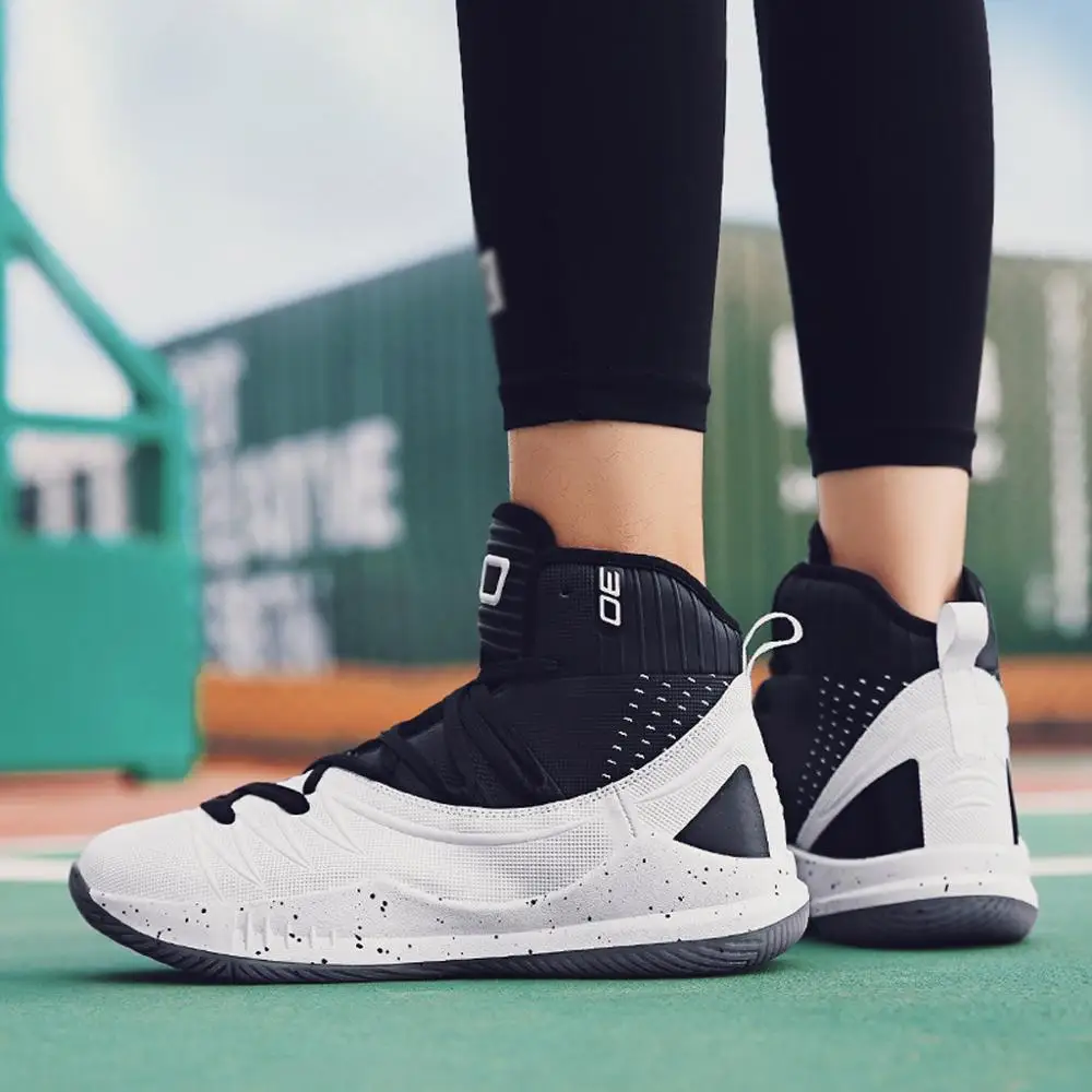 Мужские баскетбольные кроссовки размера плюс с высоким берцем Ретро стиль