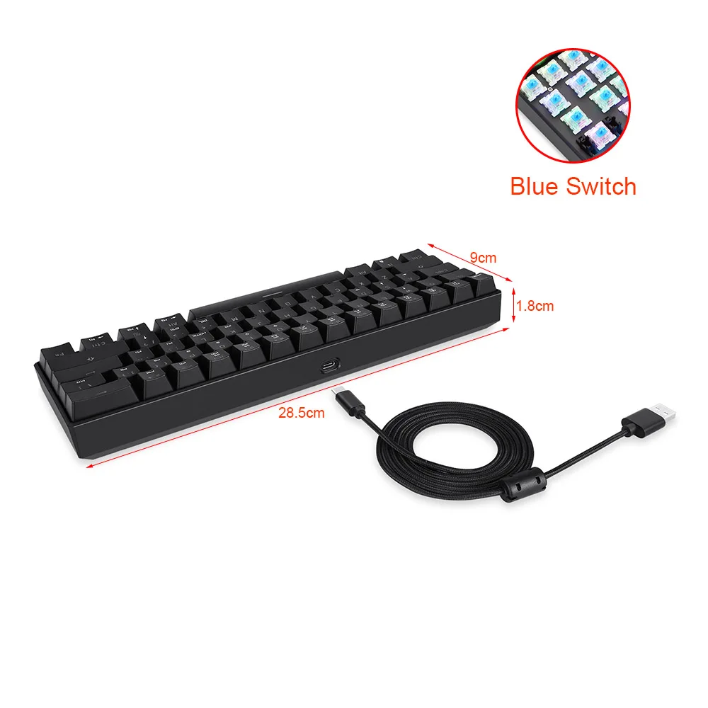 

MOTOSPEED CK61 Wired Keyboard Portable USB RGB LED Backlight 61 Keys Mechanical Gaming Keypad for Computer Gamer Home Office